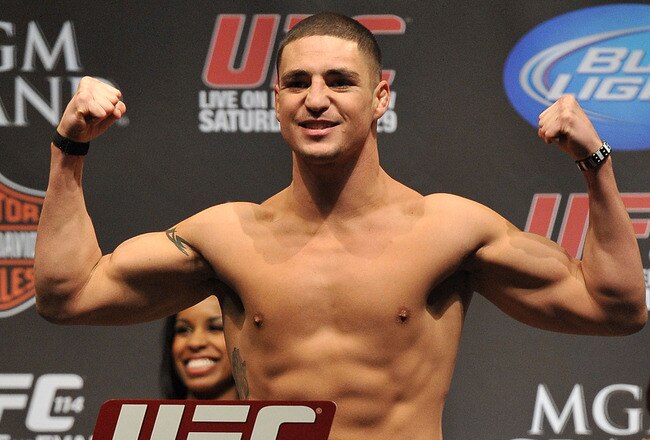 LAS VEGAS - MAY 28:  UFC fighter Diego Sanchez  weighs in for his fight against UFC fighter John Hathaway at UFC 114: Rampage versus Rashad at the Mandalay Bay Hotel on May 28, 2010 in Las Vegas, Nevada.  (Photo by Jon Kopaloff/Getty Images)