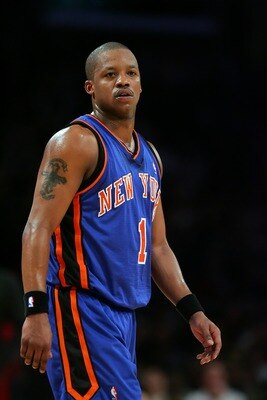 LOS ANGELES - FEBRUARY 13:  Steve Francis #1 of the New York Knicks looks on against the Los Angeles Lakers on February 13, 2007 at Staples Center in Los Angeles, California. The Knicks won 107-106.  NOTE TO USER: User expressly acknowledges and agrees th