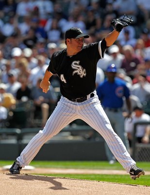 CHICAGO - JUNE 25: Starting pitcher Jake Peavy #44 of the Chicago White Sox delivers the ball against the Chicago Cubs at U.S. Cellular Field on June 25, 2010 in Chicago, Illinois. The White Sox defeated the Cubs 6-0. (Photo by Jonathan Daniel/Getty Image