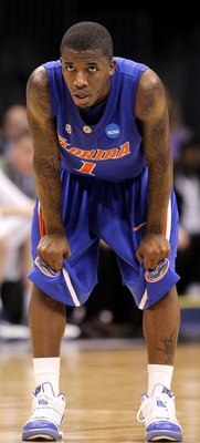OKLAHOMA CITY - MARCH 18:  Kenny Boynton #1 of  the Florida Gators looks on against the BYU Cougars during the first round of the 2010 NCAA men�s basketball tournament at Ford Center on March 18, 2010 in Oklahoma City, Oklahoma.  (Photo by Ronald Martinez