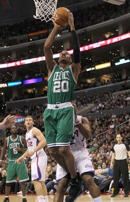 LOS ANGELES, CA - FEBRUARY 26:  Ray Allen #20 of the Boston Celtics shoots against the Los Angeles Clippers at Staples Center on February 26, 2011  in Los Angeles, California.  The Celtics won 99-92.   NOTE TO USER: User expressly acknowledges and agrees