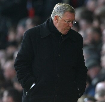 LIVERPOOL, ENGLAND - MARCH 06:  Manchester United Manager Sir Alex Ferguson looks on during the Barclays Premier League match between Liverpool and Manchester United at Anfield on March 6, 2011 in Liverpool, England.  (Photo by Alex Livesey/Getty Images)