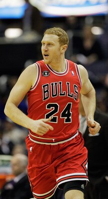 WASHINGTON, DC - FEBRUARY 28: Brian Scalabrine #24 of the Chicago Bulls against the Washington Wizards at the Verizon Center in Washington on February 28, 2011 in Washington, DC. NOTE TO USER: User expressly acknowledges and agrees that, by downloading an