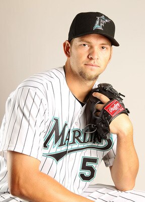 JUPITER, FL - FEBRUARY 23:  Josh Johnson #55 of the Florida Marlins during Photo Day at Roger Dean Stadium on February 23, 2011 in Jupiter, Florida.  (Photo by Mike Ehrmann/Getty Images)