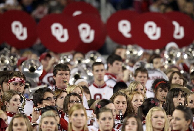 GLENDALE, AZ - JANUARY 01:  The Oklahoma Sooners band plays before the football team takes on the Connecticut Huskies in the Tostitos Fiesta Bowl at the Universtity of Phoenix Stadium on January 1, 2011 in Glendale, Arizona.  (Photo by Christian Petersen/