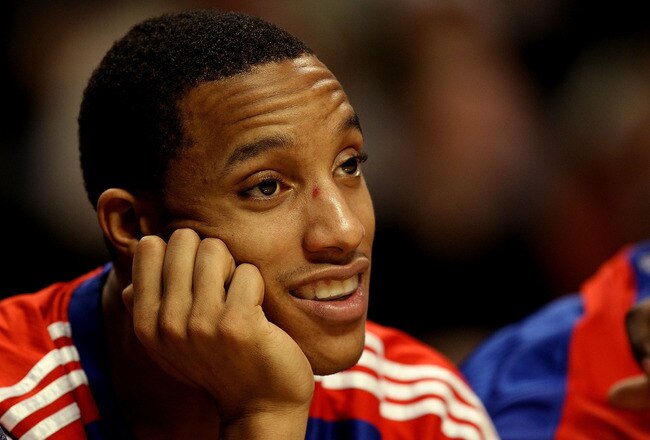 CHICAGO, IL - DECEMBER 21: Evan Turner #12 of the Philadelphia 76ers sits on the bench during a game against the Chicago Bulls at the United Center on December 21, 2010 in Chicago, Illinois. The Bulls defeated the 76ers 121-76. NOTE TO USER: User expressl