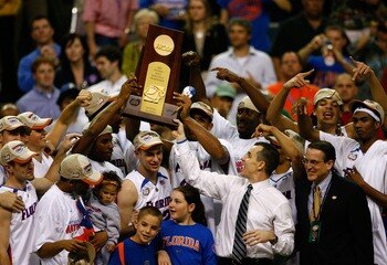 Florida celebrates another national championship after beating Ohio State 84-75 in the Georgia Dome in Atlanta.