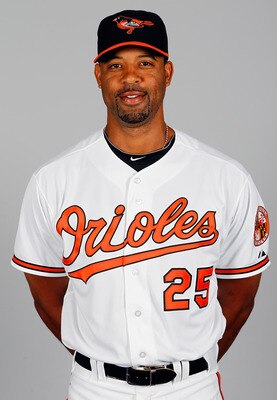 SARASOTA, FL - FEBRUARY 26:  Infielder Derrek Lee #25 of the Baltimore Orioles poses for a photo during photo day at Ed Smith Stadium on February 26, 2011 in Sarasota, Florida.  (Photo by J. Meric/Getty Images)