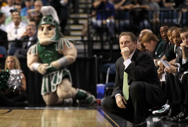 TAMPA, FL - MARCH 17:  Head coach Tom Izzo of the Michigan State Spartans looks on from the sideline against the UCLA Bruins during the second round of the 2011 NCAA men's basketball tournament at St. Pete Times Forum on March 17, 2011 in Tampa, Florida.