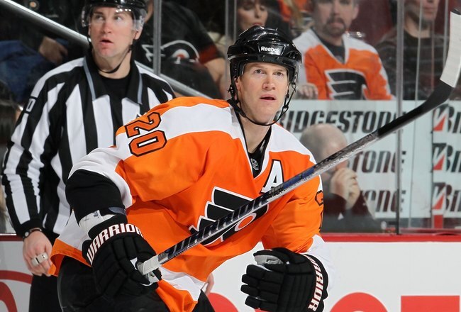 PHILADELPHIA, PA - FEBRUARY 05:  Chris Pronger #20 of the Dallas Stars skates against the Philadelphia Flyers on February 5, 2011 at Wells Fargo Center in Philadelphia, Pennsylvania. The Flyers defeated the Stars 3-1.  (Photo by Jim McIsaac/Getty Images)
