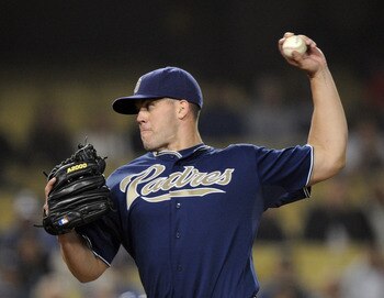 LOS ANGELES, CA - SEPTEMBER 21:  Clayton Richard #33 of the San Diego Padres pitches against the Los Angeles Dodgers during the ninth inning at Dodger Stadium on September 21, 2010 in Los Angeles, California.  The Padres won 6-0.   (Photo by Harry How/Get