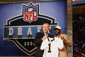 NEW YORK - APRIL 29:  Commissioner Paul Tagliabue and Reggie Bush pose for a photo after Bush was drafted by the New Orleans Saints during the 2006 NFL Draft on April 29, 2006 at Radio City Music Hall in New York, New York. (Photo by Chris Trotman/Getty I
