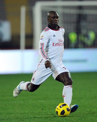 LECCE, ITALY - JANUARY 16:  Clarence Seedorf of Milan  in action during the Serie A match between Lecce and Milan at Stadio Via del Mare on January 16, 2011 in Lecce, Italy.  (Photo by Giuseppe Bellini/Getty Images)