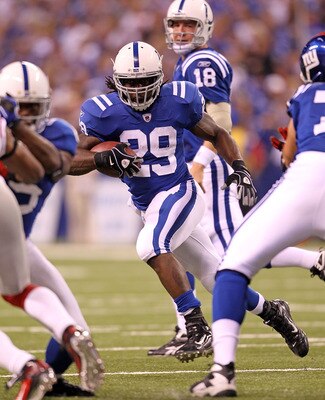 INDIANAPOLIS - SEPTEMBER 19: Joesph Addai #29  of the Indianapolis Colts runs with the ball during  the NFL game against the New York Giants  at Lucas Oil Stadium on September 19, 2010 in Indianapolis, Indiana.  (Photo by Andy Lyons/Getty Images)