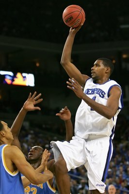 OAKLAND, CA - MARCH 25:  Shawne Williams #4 of the Memphis Tigers puts up a shot over the UCLA Bruins during the third round game of the NCAA Division I Men's Basketball Tournament at the Arena in Oakland on March 25, 2006 in Oakland, California.  (Photo