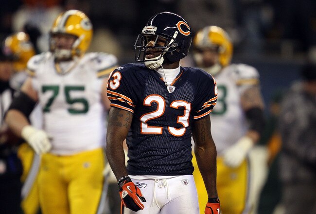 CHICAGO, IL - JANUARY 23:  Devin Hester #23 of the Chicago Bears looks on late in the fourth quarter against the Green Bay Packers in the NFC Championship Game at Soldier Field on January 23, 2011 in Chicago, Illinois.  (Photo by Jonathan Daniel/Getty Ima