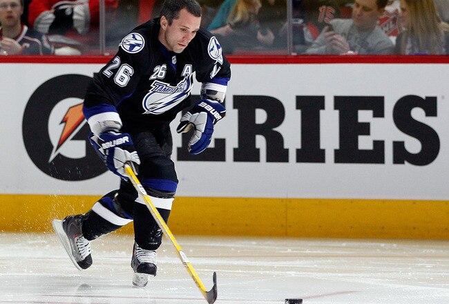 RALEIGH, NC - JANUARY 29:  Martin St. Louis #26 of the Tampa Bay Lightning participates in the skills challenge relay during the Honda NHL SuperSkills competition part of 2011 NHL All-Star Weekend at the RBC Center on January 29, 2011 in Raleigh, North Ca