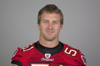 TAMPA BAY, FL - CIRCA 2010:   In this handout image provided by the NFL, Barrett Ruud of the Tampa Bay Buccaneers NFL football team is seen posing for a portrait taken in 2010 in Tampa Bay, Florida. This image reflects the Tampa Bay Buccaneers active rost
