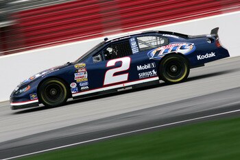 HAMPTON, GA - OCTOBER 29:  Rusty Wallace driving the #2 Penske Racing Miller Lite Dodge during practice for the NASCAR Nextel Cup Series Bass Pro Shops MBNA 500 on October 29, 2004 at the Atlanta Motor Speedway in Hampton, Georgia.  (Photo by Darrell Ingh