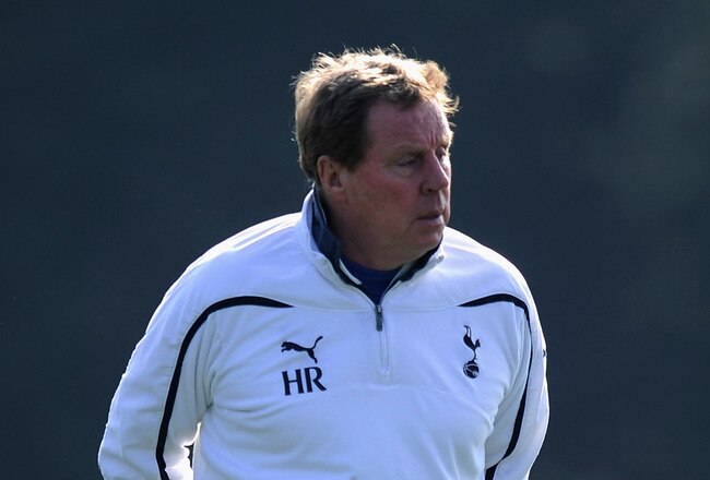 LONDON, ENGLAND - MARCH 08:  Harry Redknapp of Tottenham Hotspur looks on at a Tottenham Hotspur training session at the Spurs Lodge on March 8, 2011 in London, England.  (Photo by Jamie McDonald/Getty Images)