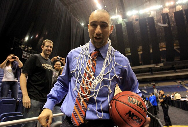 SAN ANTONIO, TX - MARCH 27:  Head coach Shaka Smart of the Virginia Commonwealth Rams celebrates after defeating the Kansas Jayhawks during the southwest regional final of the 2011 NCAA men's basketball tournament at the Alamodome on March 27, 2011 in San
