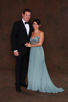 NEWPORT, WALES - SEPTEMBER 29:  Lee Westwood of the European Ryder Cup team poses with his wife Laurae prior to the 2010 Ryder Cup Dinner at the Celtic Manor Resort on September 29, 2010 in Newport, Wales.  (Photo by David Cannon/Getty Images)