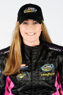 DAYTONA BEACH, FL - FEBRUARY 16:  Johanna Long, driver of the #20 Panhandle Grading Toyota, poses during the 2011 NASCAR Camping World Truck Series Portraits at Daytona International Speedway on February 16, 2011 in Daytona Beach, Florida.  (Photo by John