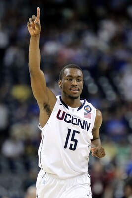 HOUSTON, TX - APRIL 02:  Kemba Walker #15 of the Connecticut Huskies reacts towards the end of the game against the Kentucky Wildcats during the National Semifinal game of the 2011 NCAA Division I Men's Basketball Championship at Reliant Stadium on April