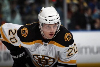 UNIONDALE, NY - MARCH 11:  Daniel Paille #20 of the Boston Bruins skates against the New York Islanders at the Nassau Coliseum on March 11, 2011 in Uniondale, New York.  (Photo by Bruce Bennett/Getty Images)