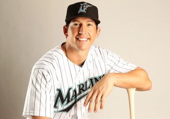 JUPITER, FL - FEBRUARY 23: John Baker #21 of the Florida Marlins during Photo Day at Roger Dean Stadium on February 23, 2011 in Jupiter, Florida.  (Photo by Mike Ehrmann/Getty Images)