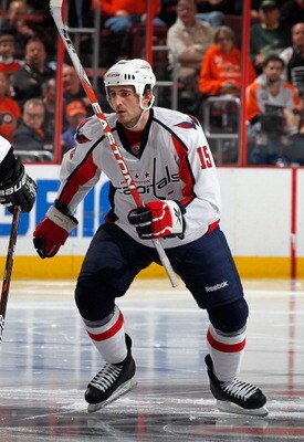 PHILADELPHIA, PA - MARCH 22:  Boyd Gordon #15 of the Washington Capitals skates during an NHL hockey game against the Philadelphia Flyers at the Wells Fargo Center on March 22, 2011 in Philadelphia, Pennsylvania.  (Photo by Paul Bereswill/Getty Images)