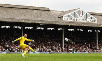 LONDON, ENGLAND - APRIL 03:  Mark Schwarzer of Fulham clears the ball during the Barclays Premier League match between Fulham and Blackpool at Craven Cottage on April 3, 2011 in London, England.  (Photo by Ian Walton/Getty Images)