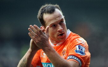BLACKPOOL, ENGLAND - JANUARY 22:  Charlie Adam of Blackpool applauds the supporters during the Barclays Premier League match between Blackpool and Sunderland at Bloomfield Road on January 22, 2011 in Blackpool, England.  (Photo by Chris Brunskill/Getty Im