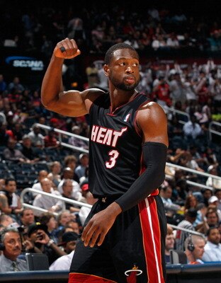 ATLANTA, GA - APRIL 11:  Dwyane Wade #3 of the Miami Heat reacts after a turnover by the Atlanta Hawks at Philips Arena on April 11, 2011 in Atlanta, Georgia.  NOTE TO USER: User expressly acknowledges and agrees that, by downloading and/or using this Pho