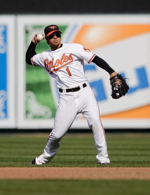 BALTIMORE, MD - APRIL 04: Second baseman Brian Roberts #1 of the Baltimore Orioles against the Detroit Tigers during opening day at Oriole Park at Camden Yards on April 4, 2011 in Baltimore, Maryland.  (Photo by Rob Carr/Getty Images)