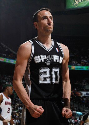 ATLANTA, GA - APRIL 05:  Manu Ginobili #20 of the San Antonio Spurs against the Atlanta Hawks at Philips Arena on April 5, 2011 in Atlanta, Georgia.  NOTE TO USER: User expressly acknowledges and agrees that, by downloading and/or using this Photograph, u