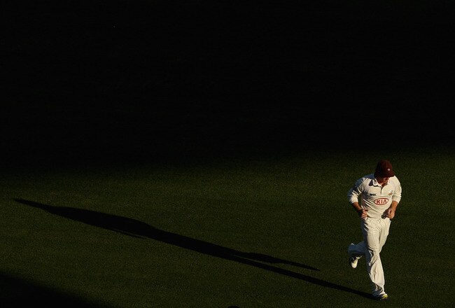 LONDON, UNITED KINGDOM - APRIL 08:  Michael Brown of Surrey runs down to thew boundary during the first day of the LV= County Championship Division 2 match between Surrey and Northants at The Kia Oval on April 8, 2011 in London, United Kingdom.  (Photo by