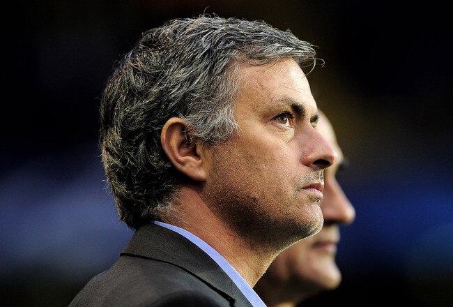 LONDON, ENGLAND - APRIL 13: Manager Jose Mourinho of Real Madrid looks on during the UEFA Champions League quarter final second leg match between Tottenham Hotspur and Real Madrid at White Hart Lane on April 13, 2011 in London, England.  (Photo by Shaun B