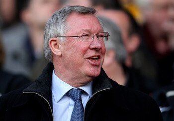 MANCHESTER, ENGLAND - APRIL 12:  Manchester United Manager Sir Alex Ferguson laughs prior to the UEFA Champions League Quarter Final second leg match between Manchester United and Chelsea at Old Trafford on April 12, 2011 in Manchester, England.  (Photo b