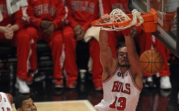 Joakim Noah after throwing down a dunk