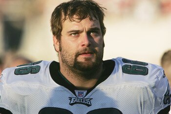 TEMPE, AZ - DECEMBER 24:  Offensive lineman Trey Darilek #66 of the Philadelphia Eagles looks on against the Arizona Cardinals at Sun Devil Stadium on December 24, 2005 in Tempe, Arizona. The Cards defeated the Eagles 27-21.  (Photo by Stephen Dunn/Getty