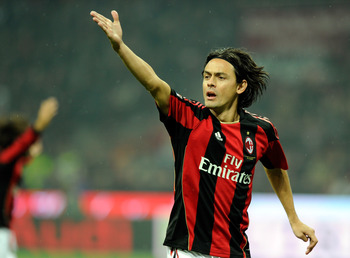 MILAN, ITALY - OCTOBER 30:  Filippo Inzaghi of AC Milan during the Serie A match between Milan and Juventus at Stadio Giuseppe Meazza on October 30, 2010 in Milan, Italy.  (Photo by Claudio Villa/Getty Images)