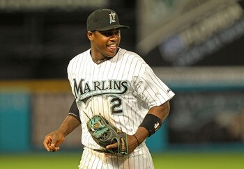 MIAMI GARDENS, FL - APRIL 21:  Hanley Ramirez #2 of the Florida Marlins laughs as he jogs off the field during a game against the Pittsburgh Pirates at Sun Life Stadium on April 21, 2011 in Miami Gardens, Florida.  (Photo by Mike Ehrmann/Getty Images)