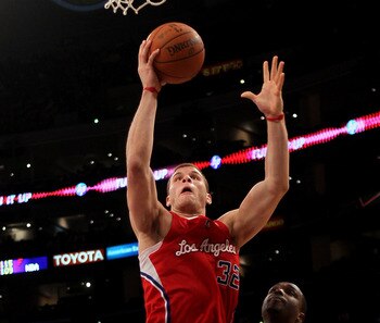 LOS ANGELES, CA - FEBRUARY 25:  Blake Griffin #32 of the Los Angeles Clippers goes up for a dunk over Derrick Caracter #45 of the Los Angeles Lakers at Staples Center on February 25, 2011 in Los Angeles, California. The Lakers won 108-95.  NOTE TO USER: U