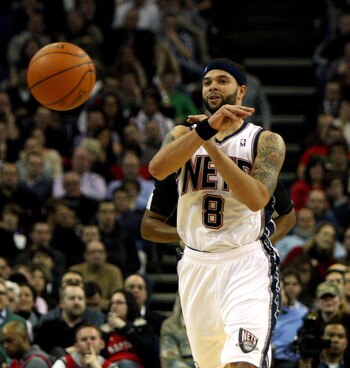 LONDON, ENGLAND - MARCH 04:  #8 Deron Williams of the Nets in action during the NBA match between New Jersey Nets and the Toronto Raptors at the O2 Arena on March 4, 2011 in London, England. NOTE TO USER: User expressly acknowledges and agrees that, by do