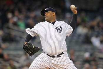 NEW YORK, NY - APRIL 05:  CC Sabathia #52 of the New York Yankees pitches against the Minnesota Twins at Yankee Stadium on April 3, 2011 in the Bronx borough of New York City.  (Photo by Nick Laham/Getty Images)