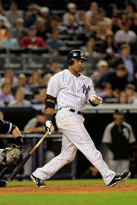 NEW YORK, NY - APRIL 26:  Robinson Cano #24 of the New York Yankees bats against the Chicago White Sox at Yankee Stadium on April 26, 2011 in the Bronx borough of New York City. The White Sox defeated the Yankees 3-2.  (Photo by Chris Trotman/Getty Images