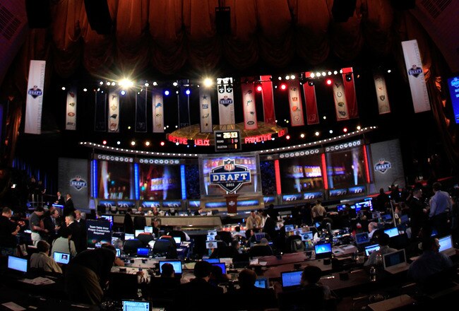 NEW YORK, NY - APRIL 28:  A general view of the Draft stage during the 2011 NFL Draft at Radio City Music Hall on April 28, 2011 in New York City.  (Photo by Chris Trotman/Getty Images)