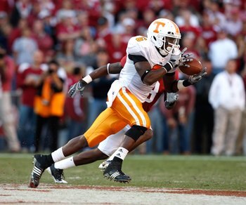 TUSCALOOSA, AL - OCTOBER 24:  Denarius Moore #6 of the Tennessee Volunteers against the Alabama Crimson Tide at Bryant-Denny Stadium on October 24, 2009 in Tuscaloosa, Alabama.  (Photo by Kevin C. Cox/Getty Images)
