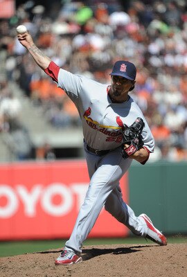 SAN FRANCISCO, CA - APRIL 10: Kyle Lohse #26 of the St. Louis Cardinals pitches against the San Francisco Giants during a MLB baseball game at AT&T Park April 10, 2011 in San Francisco, California. The Cardinals beat the Giants 6 to 1. (Photo by Thearon W
